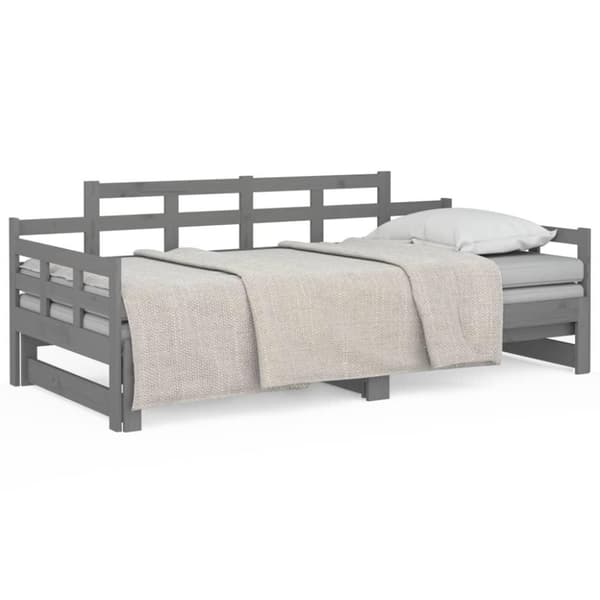 vidaXL Bäddsoffa grå massiv furu 2x(90x200) cm