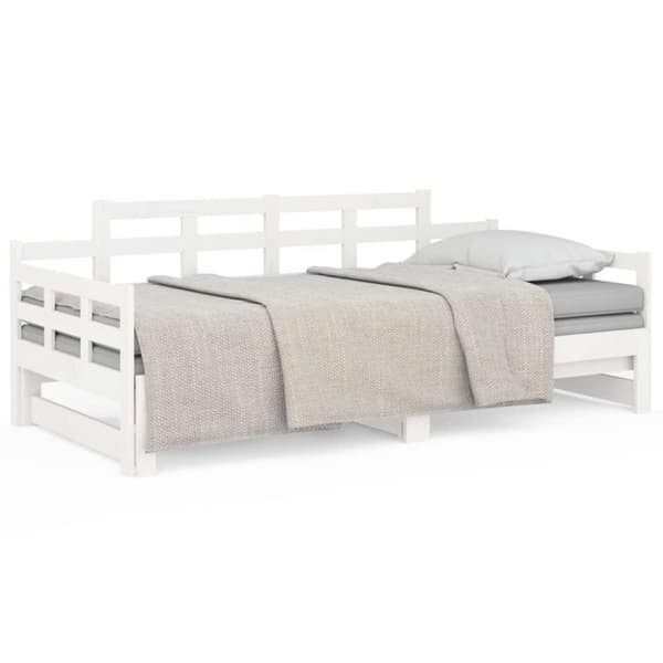 vidaXL Dagbädd utdragbar vit massiv furu 2x(90x200) cm