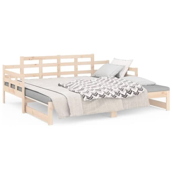 vidaXL Bäddsoffa massiv furu 2x(90x190) cm