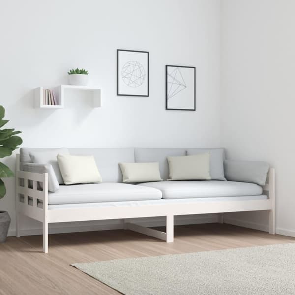 vidaXL Dagseng hvit heltre furu 80x200 cm