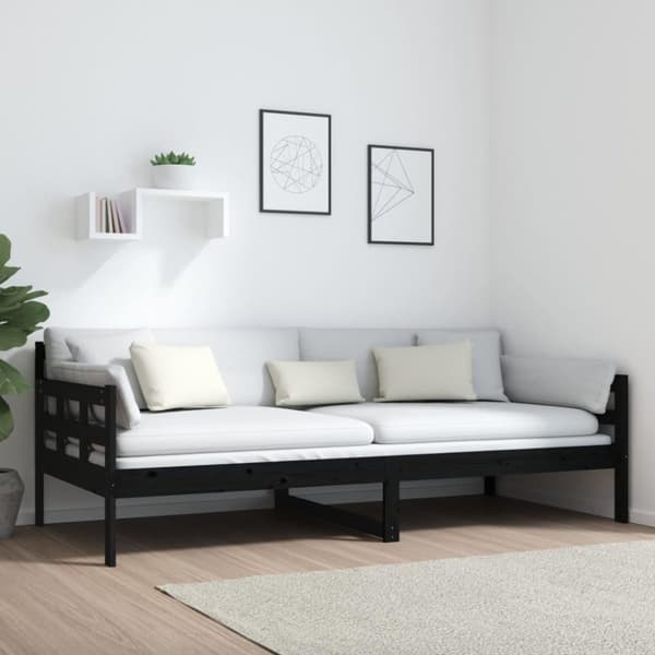 vidaXL Dagbädd svart 90x200 cm massiv furu