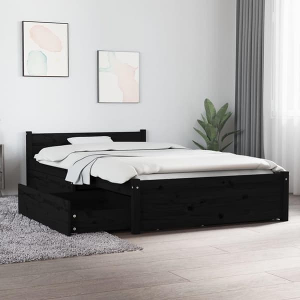 vidaXL Sängram med lådor svart 90x200 cm
