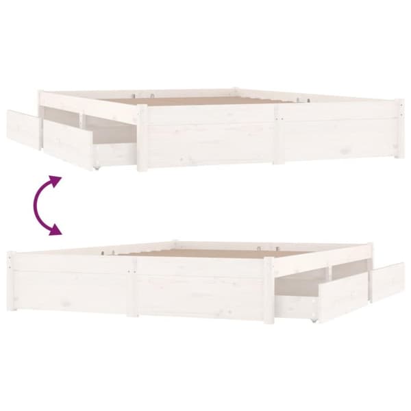 vidaXL Sengeramme med skuffer hvit 120x190 cm Small Double