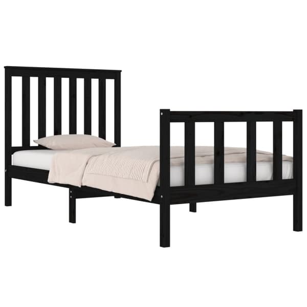 vidaXL Sängram svart massiv furu 75x190 cm
