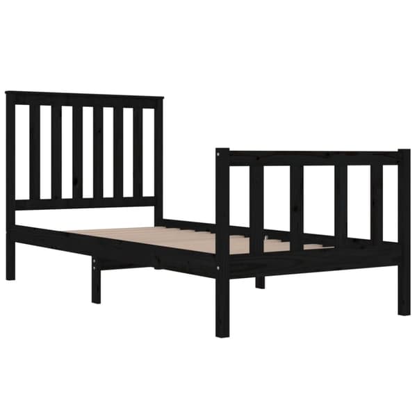 vidaXL Sängram svart massiv furu 75x190 cm