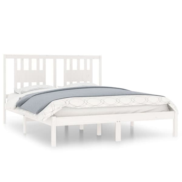 vidaXL Sengeramme hvit heltre furu 140x200 cm