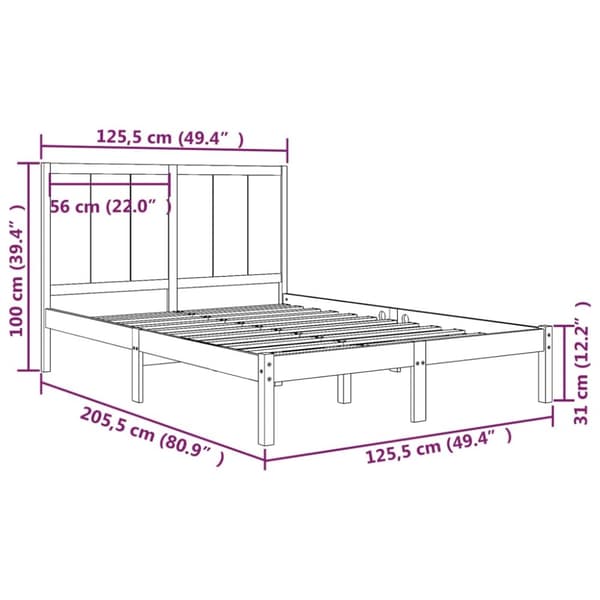 vidaXL Sengeramme uten madrass 120x200 cm heltre furu