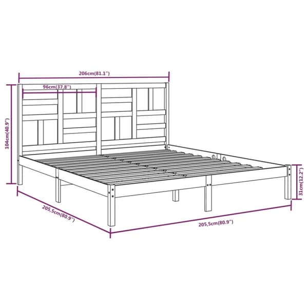 vidaXL Sengeramme heltre 200x200 cm