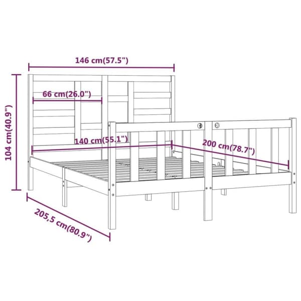 vidaXL Sengeramme uten madrass hvit 140x200 cm heltre furu