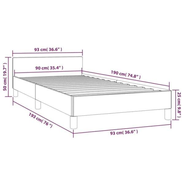 vidaXL Sängram utan madrass mörkbrun 90x190 cm tyg