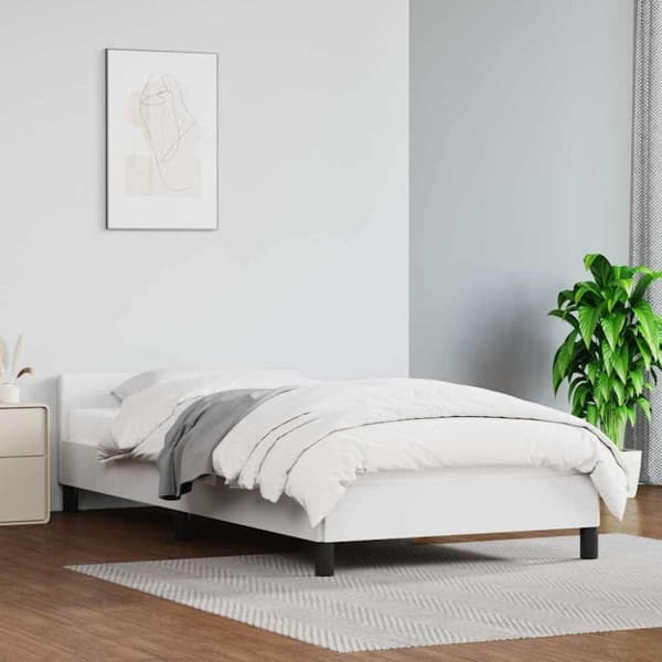 vidaXL Sängram med huvudgavel utan madrass vit 80x200 cm