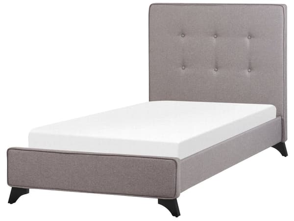 Dobbeltseng Ramme Grå 90 x 200 cm Sengegavl Polstret Elegant Klassisk Moderne
