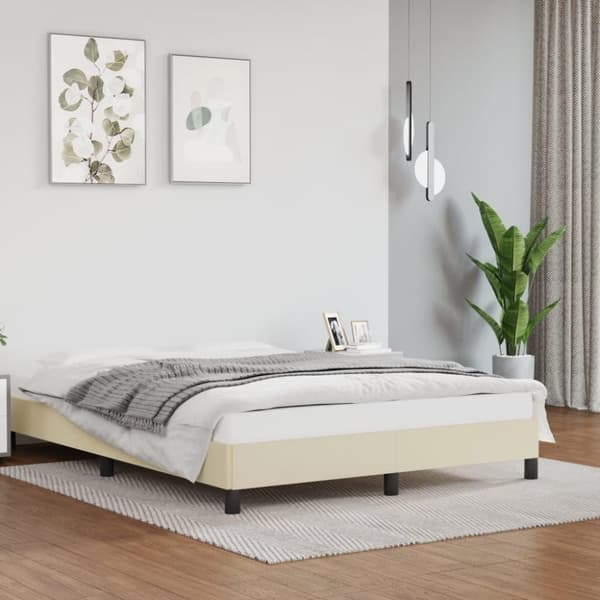 vidaXL sengeramme 140x200 cm kunstlæder cremefarvet