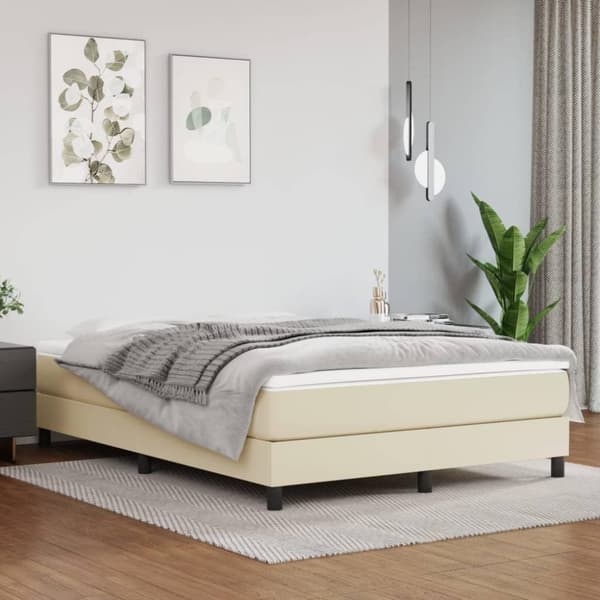 vidaXL sengeramme til kontinentalseng 140x200cm kunstlæder cremefarvet