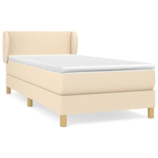 vidaXL kontinentalseng med madras 90x190 cm stof cremefarvet
