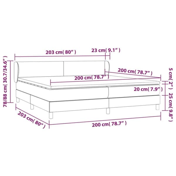vidaXL kontinentalseng med madras 200x200 cm stof gråbrun