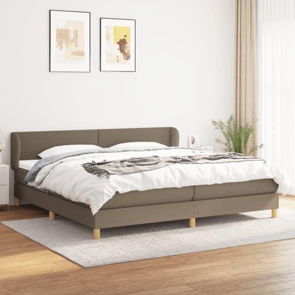 vidaXL kontinentalseng med madras 200x200 cm stof gråbrun