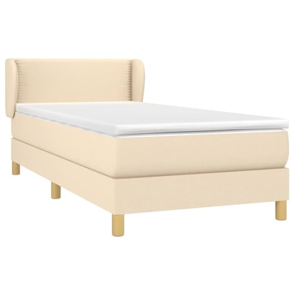 vidaXL kontinentalseng med madras 90x190 cm stof cremefarvet
