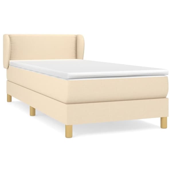vidaXL kontinentalseng med madras 90x190 cm stof cremefarvet