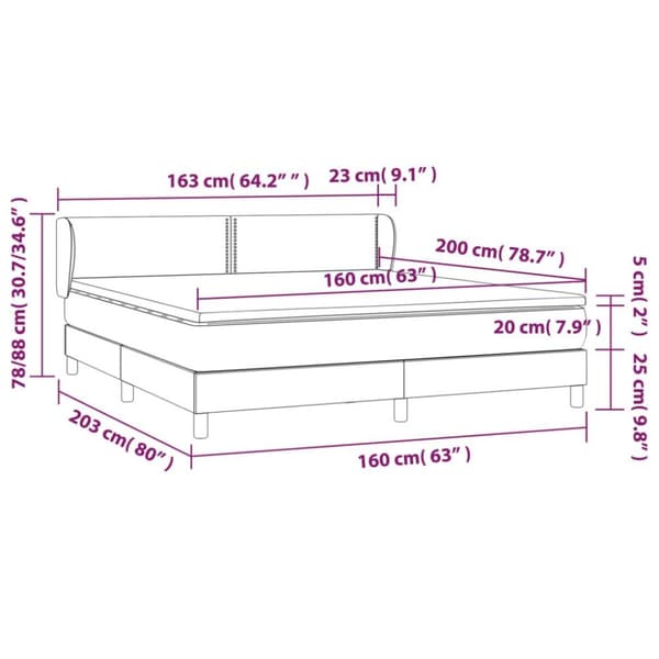 vidaXL kontinentalseng med madras 160x200 cm stof cremefarvet