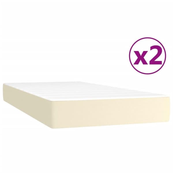 vidaXL kontinentalseng med madras 200x200 cm kunstlæder cremefarvet