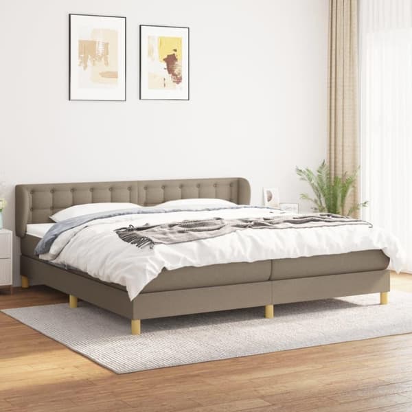 vidaXL kontinentalseng med madras 200x200 cm stof gråbrun