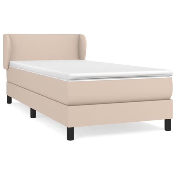 vidaXL kontinentalseng 90x190 cm kunstlæder cappuccinofarvet