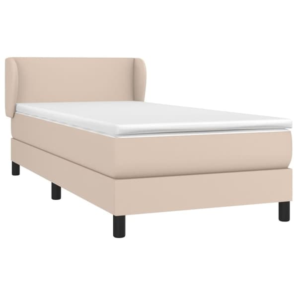 vidaXL kontinentalseng 100x200 cm kunstlæder cappuccinofarvet