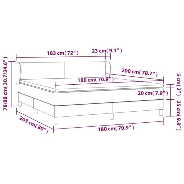 vidaXL kontinentalseng med madras 180x200 cm kunstlæder grå
