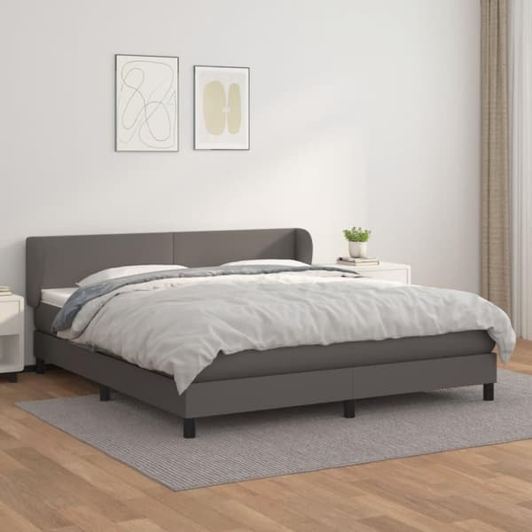 vidaXL kontinentalseng med madras 180x200 cm kunstlæder grå