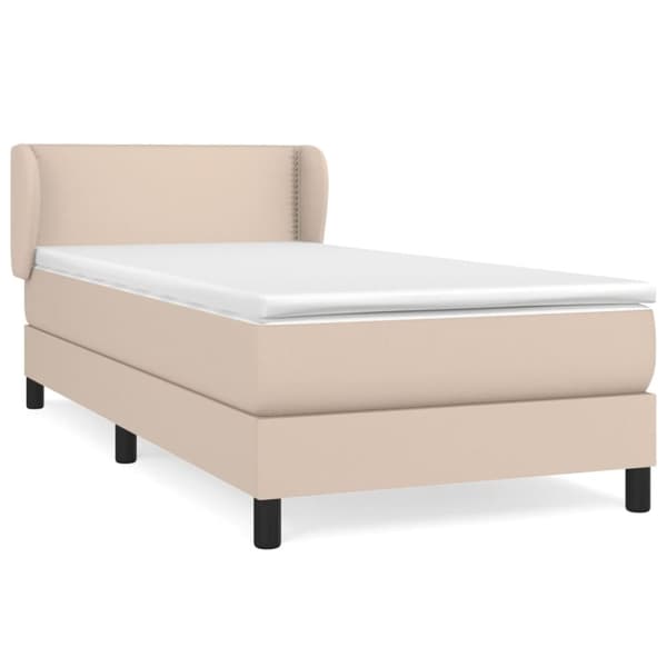 vidaXL kontinentalseng 100x200 cm kunstlæder cappuccinofarvet