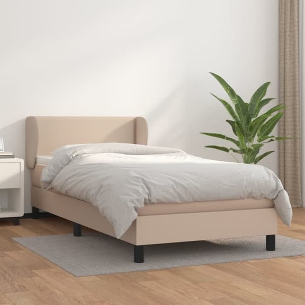 vidaXL kontinentalseng 100x200 cm kunstlæder cappuccinofarvet
