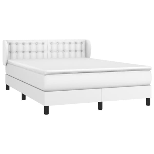 vidaXL kontinentalseng med madras 140x190 cm kunstlæder hvid