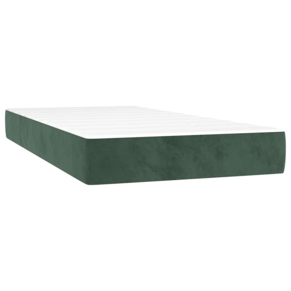 vidaXL kontinentalseng med madras 90x200 cm fløjl mørkegrøn