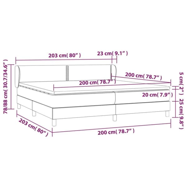 vidaXL kontinentalseng med madras 200x200 cm fløjl sort