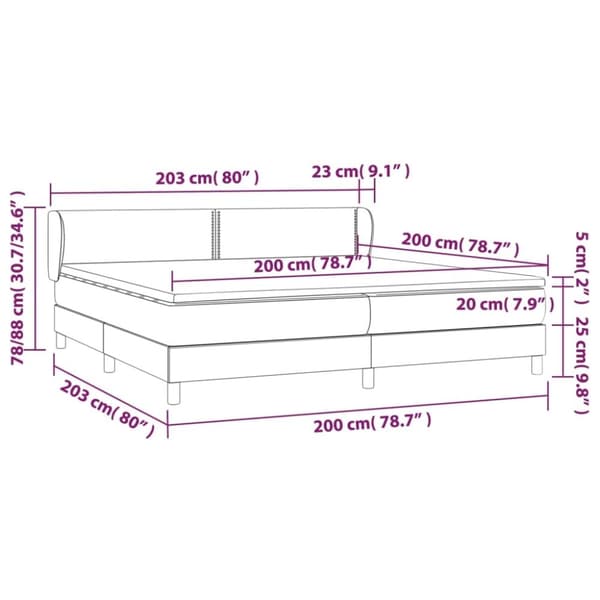 vidaXL kontinentalseng med madras 200x200 cm fløjl mørkeblå