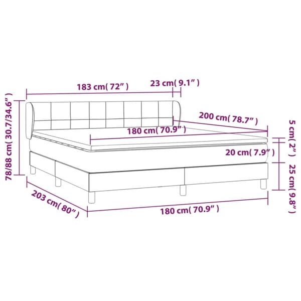 vidaXL kontinentalseng med madras 180x200 cm fløjl lyserød