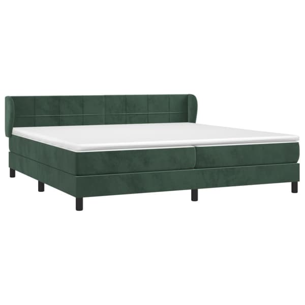 vidaXL kontinentalseng med madras 200x200 cm fløjl mørkegrøn