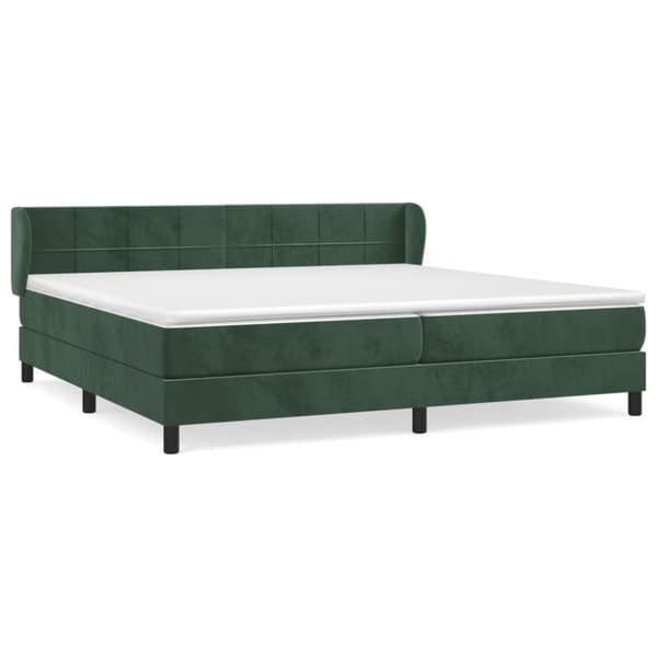 vidaXL kontinentalseng med madras 200x200 cm fløjl mørkegrøn