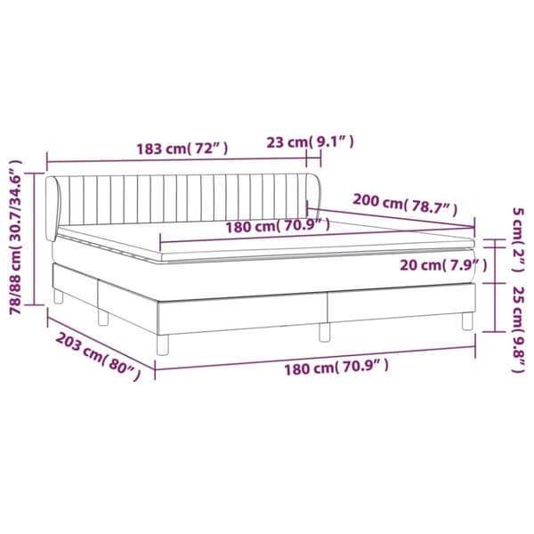 vidaXL kontinentalseng med madras 180x200 cm fløjl lyserød