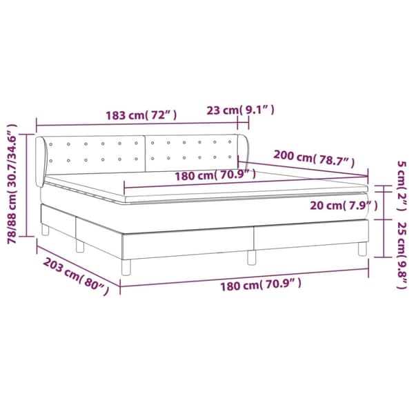 vidaXL kontinentalseng med madras 180x200 cm fløjl lyserød