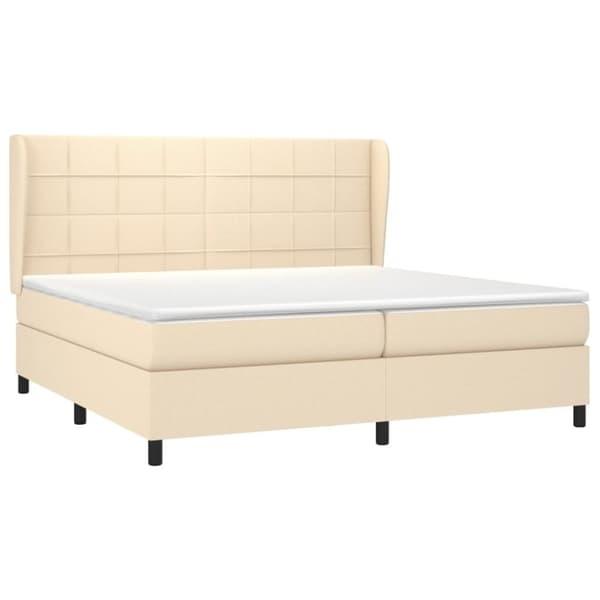 vidaXL kontinentalseng med madras 200x200 cm stof cremefarvet