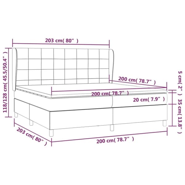 vidaXL kontinentalseng med madras 200x200 cm stof cremefarvet