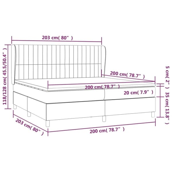 vidaXL kontinentalseng med madras 200x200 cm stof cremefarvet