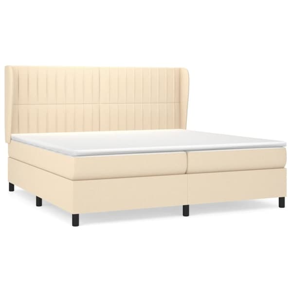 vidaXL kontinentalseng med madras 200x200 cm stof cremefarvet
