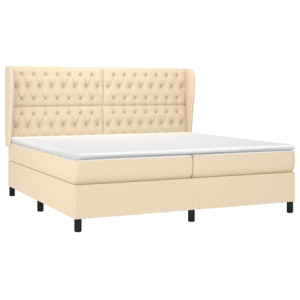 vidaXL kontinentalseng med madras 200x200 cm stof cremefarvet