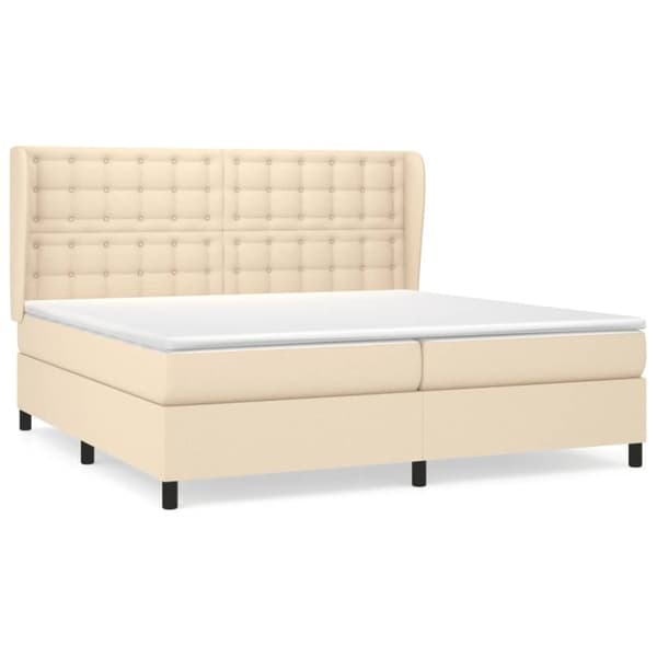 vidaXL kontinentalseng med madras 200x200 cm stof cremefarvet