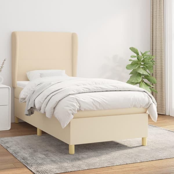 vidaXL kontinentalseng med madras 80x200 cm stof cremefarvet