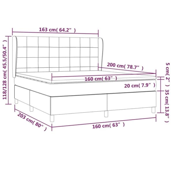 vidaXL kontinentalseng med madras 160x200 cm stof cremefarvet
