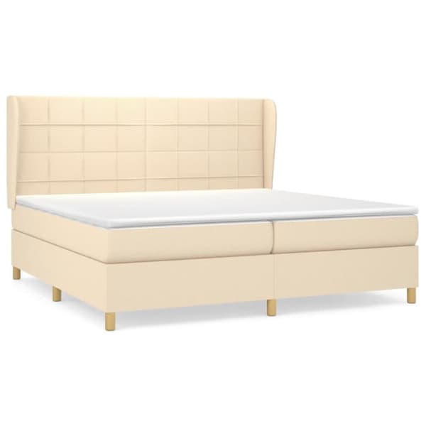 vidaXL kontinentalseng med madras 200x200 cm stof cremefarvet